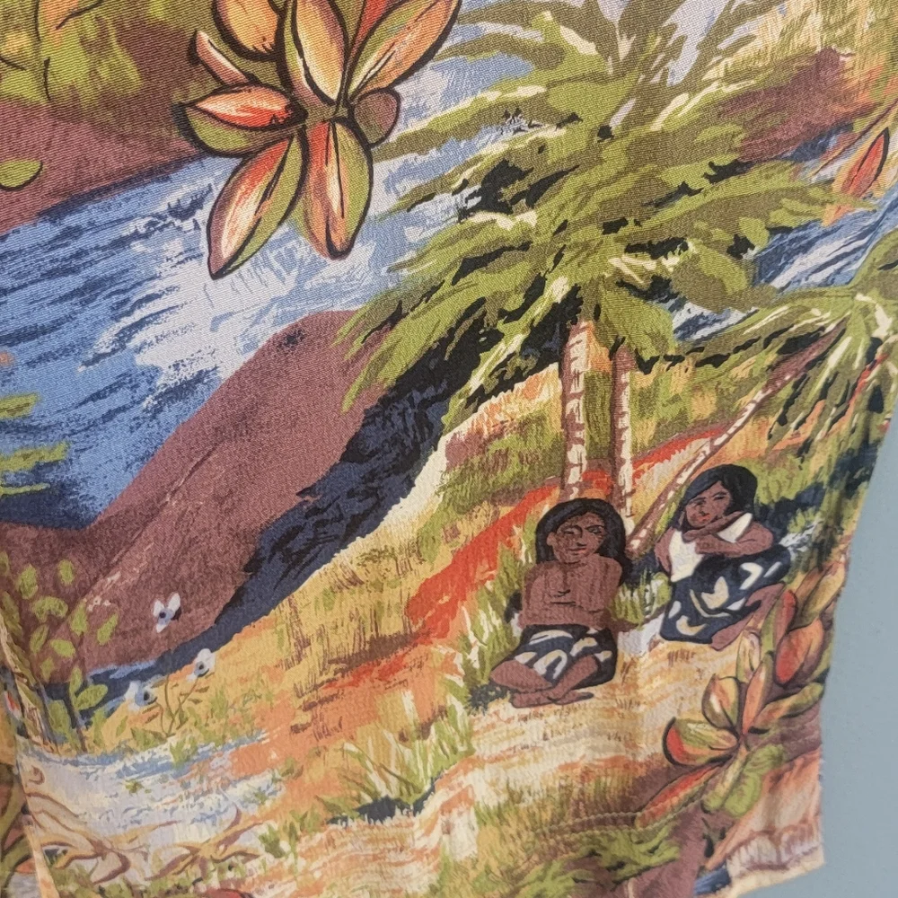 Vintage Line Two Troical Hawaiian African Womens Capri Pullon Pants Size Large‎